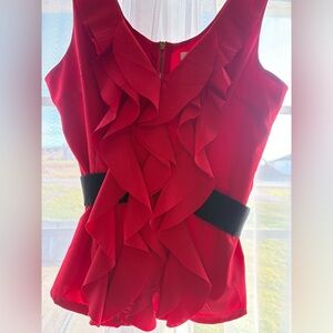 Alythea Vibrant Red Ruffled Blouse